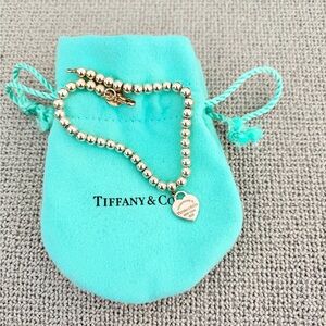 Tiffany & Co. Silver Bead Bracelet with Heart Charm